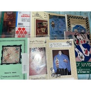 Lot of 4 Quilt Patterns, 4 Appliqué Shirt Patterns, Quilter’s Graph Pad